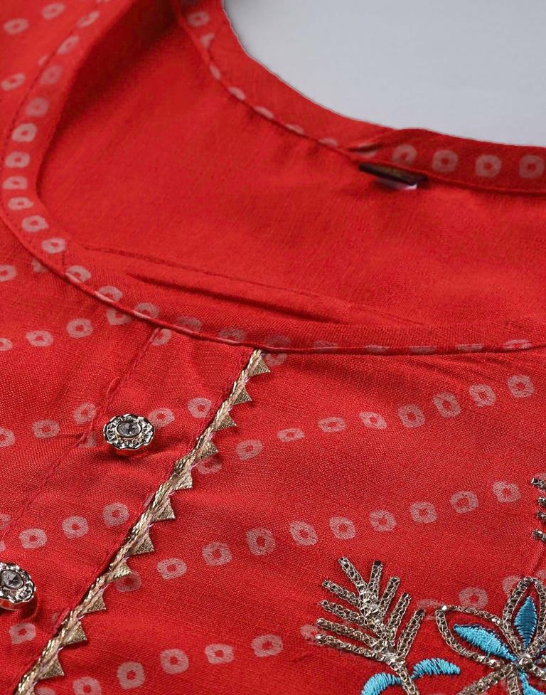 Red Embroidered Kurti | Leemboodi