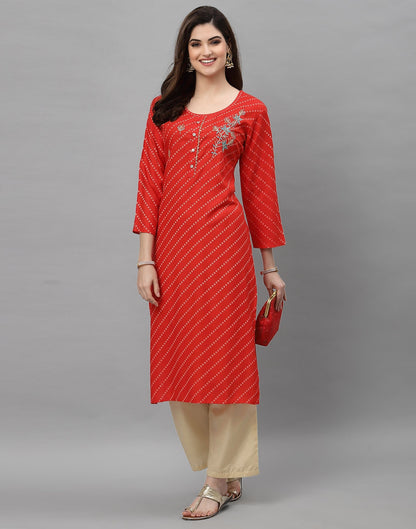 Red Embroidered Kurti | Leemboodi