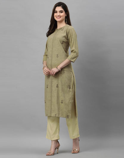 Beige Embroidered Kurti | Leemboodi