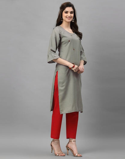 Grey Solid Kurti | Leemboodi