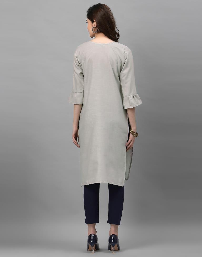 Light Grey Solid Kurti | Leemboodi