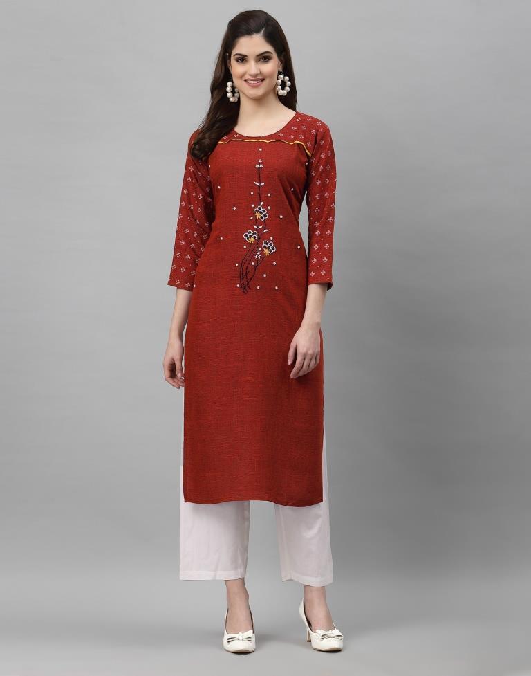 Maroon Solid Kurti | Leemboodi