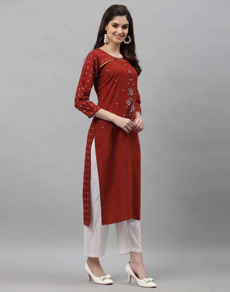 Maroon Solid Kurti | Leemboodi