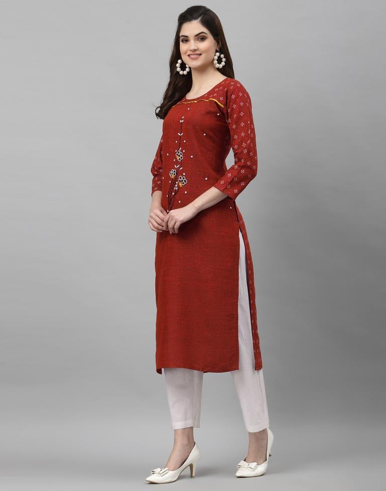 Maroon Solid Kurti | Leemboodi