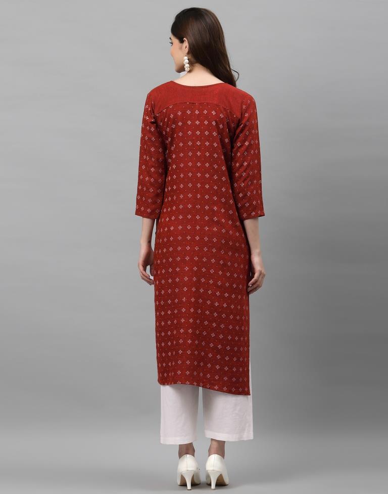 Maroon Solid Kurti | Leemboodi