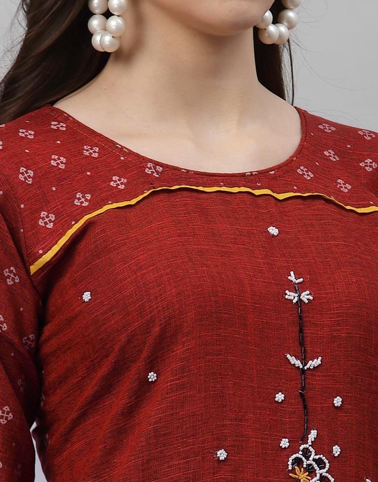 Maroon Solid Kurti | Leemboodi