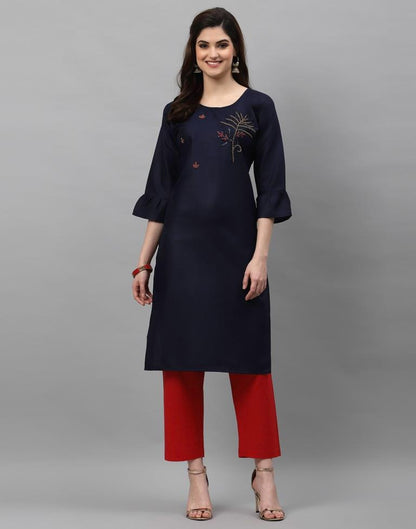 Navy Blue Solid Kurti | Leemboodi