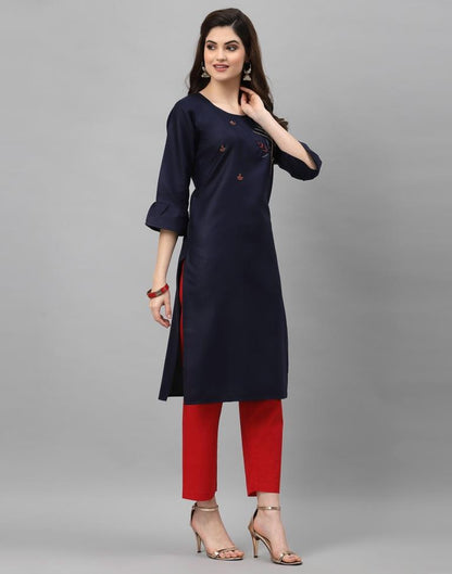 Navy Blue Solid Kurti | Leemboodi