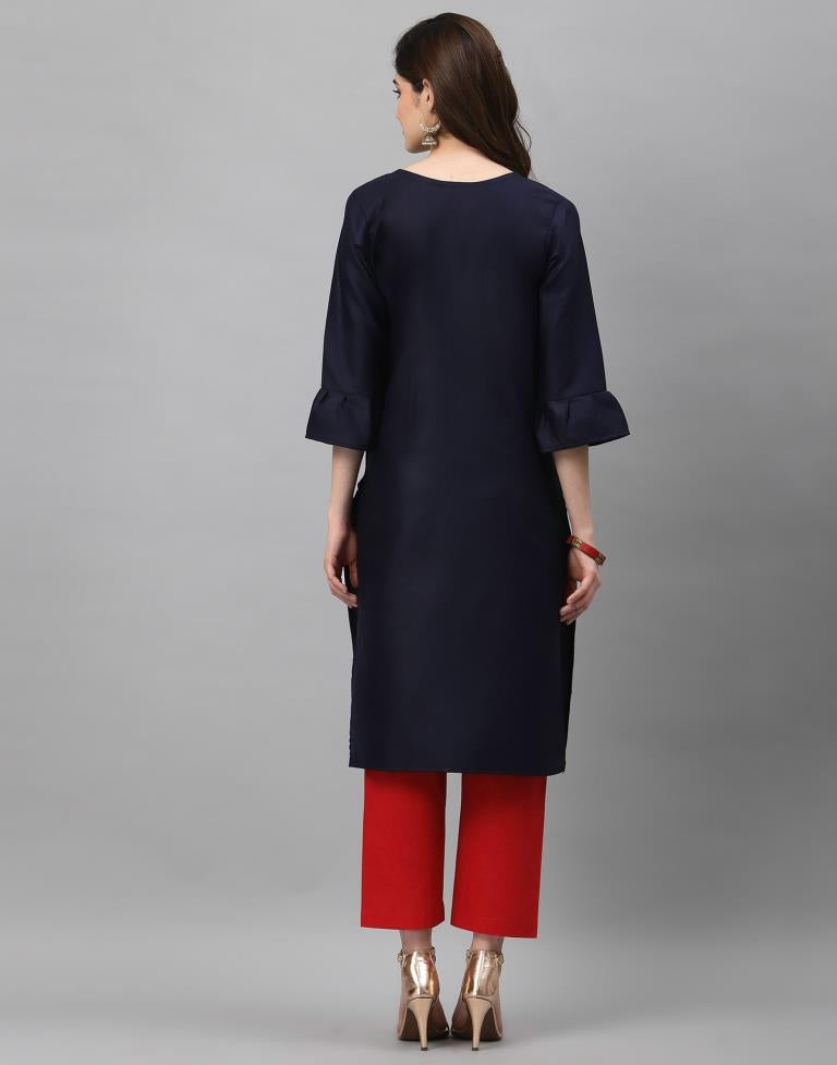 Navy Blue Solid Kurti | Leemboodi