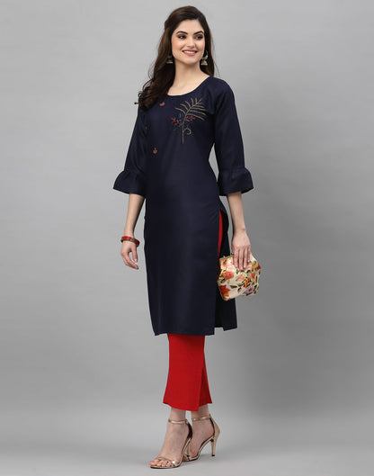 Navy Blue Solid Kurti | Leemboodi