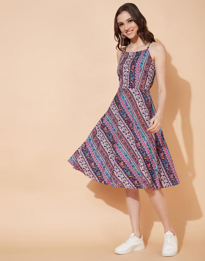 Multicoloured A-line dress | Leemboodi