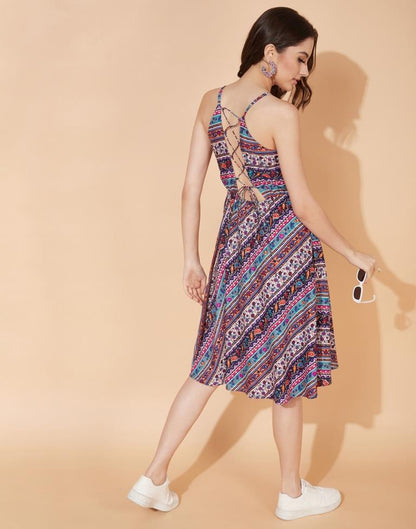 Multicoloured A-line dress | Leemboodi