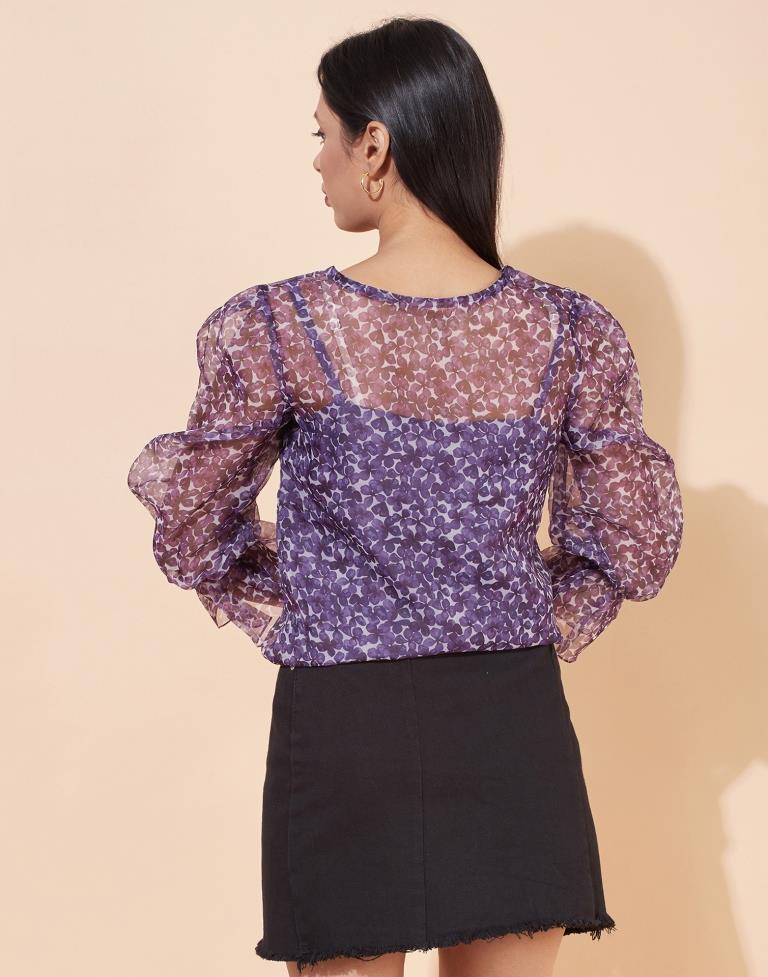 Purple Organza Printed Top | Sudathi