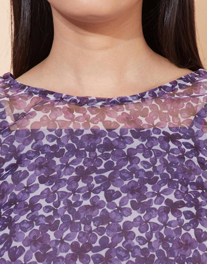 Purple Organza Printed Top | Sudathi