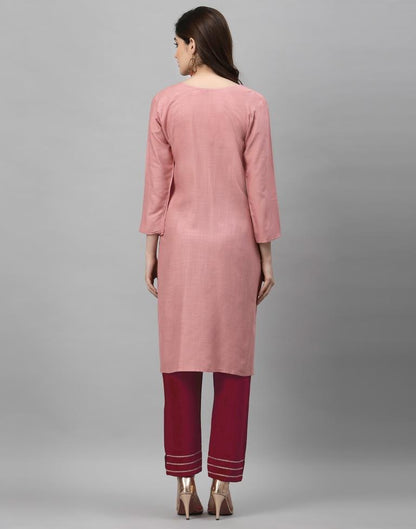 Light Pink Embroidered Kurti | Leemboodi