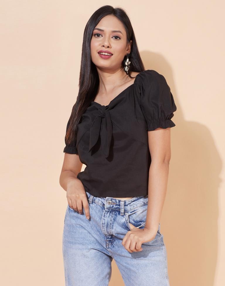 Black Front Knot Top | Sudathi