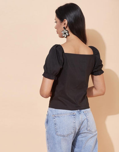 Black Front Knot Top | Sudathi