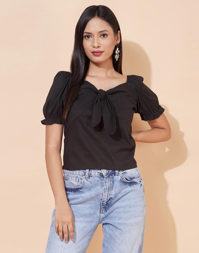 Black Front Knot Top | Sudathi