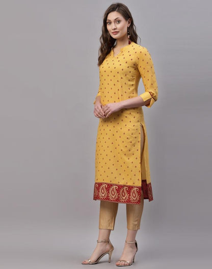 Lemon Yellow Printed Kurti | Sudathi