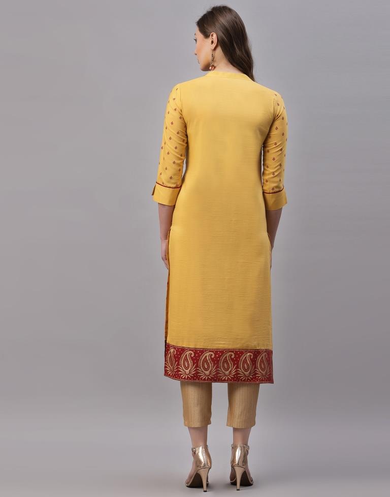 Lemon Yellow Printed Kurti | Sudathi