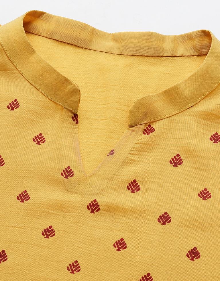 Lemon Yellow Printed Kurti | Sudathi