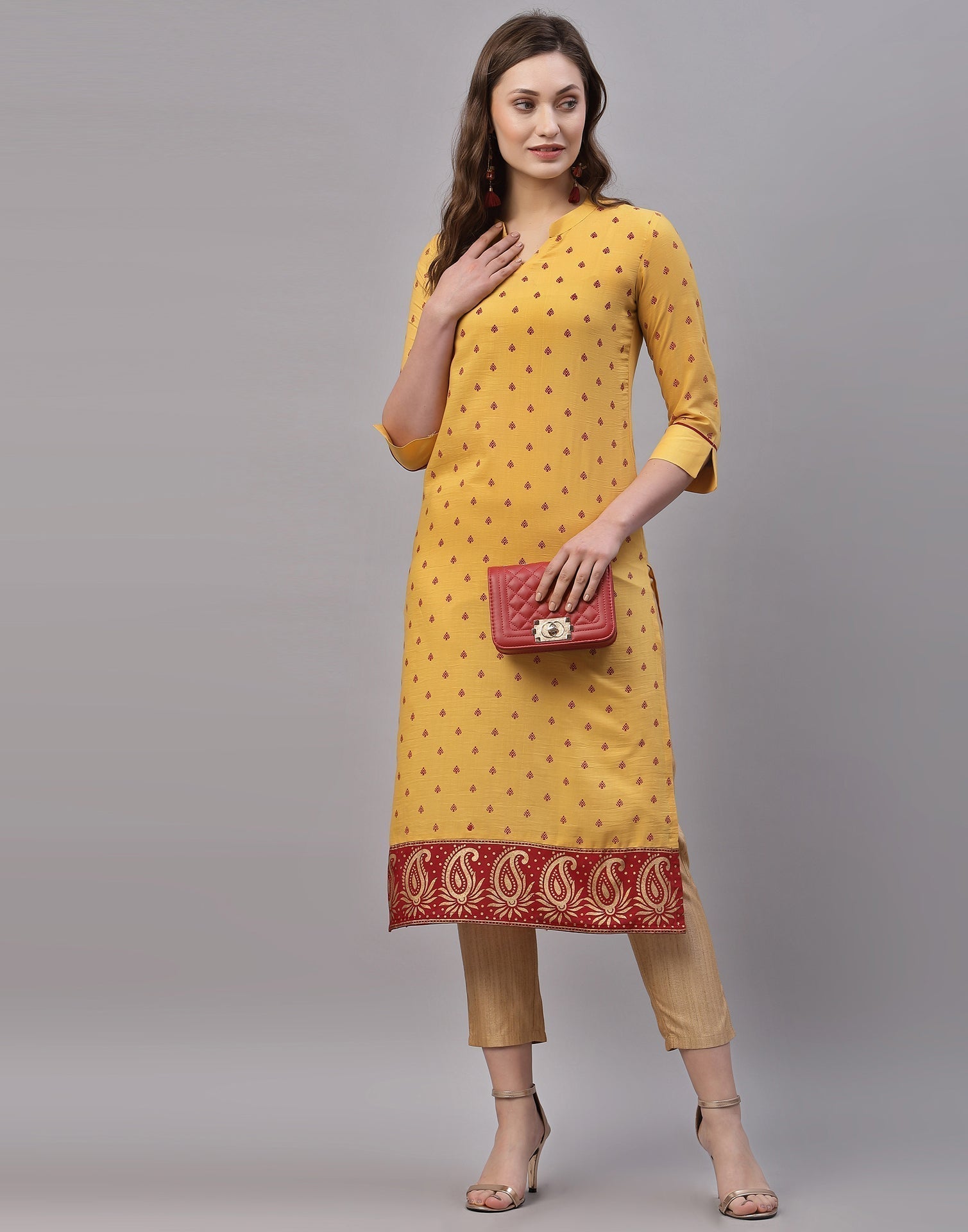 Lemon Yellow Printed Kurti | Sudathi