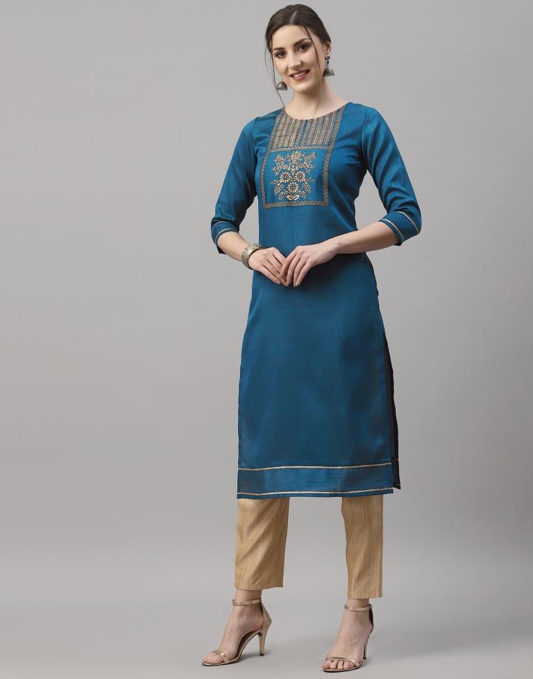 Teal Printed Kurti | Leemboodi