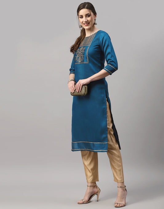 Teal Printed Kurti | Leemboodi