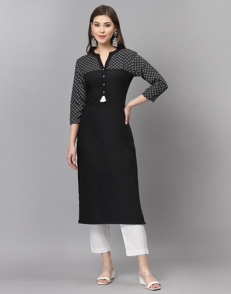 Black Table Printed Kurti | Sudathi