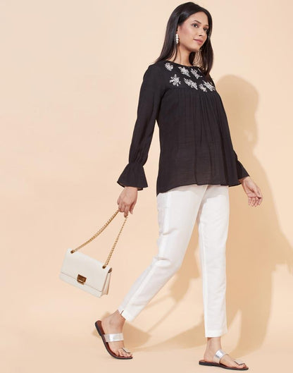 Black Gathered Top | Sudathi