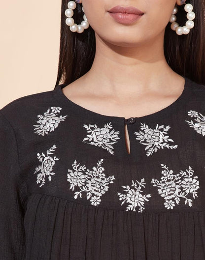 Black Gathered Top | Sudathi