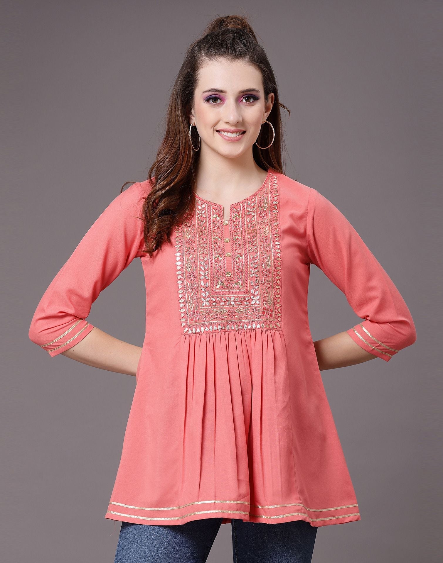 Peach Embroidered Top | Sudathi