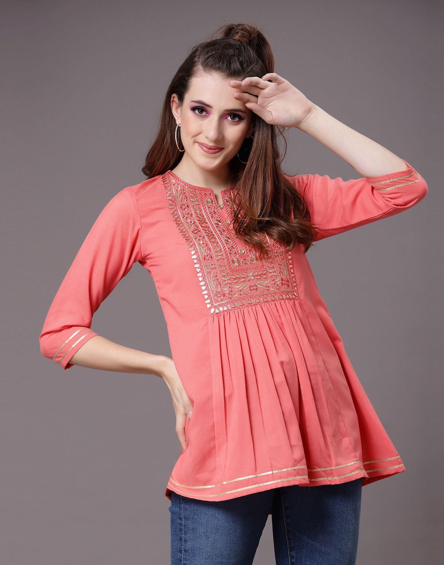 Peach Embroidered Top | Sudathi