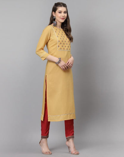 Lemon Yellow Embroidered Kurti | Sudathi