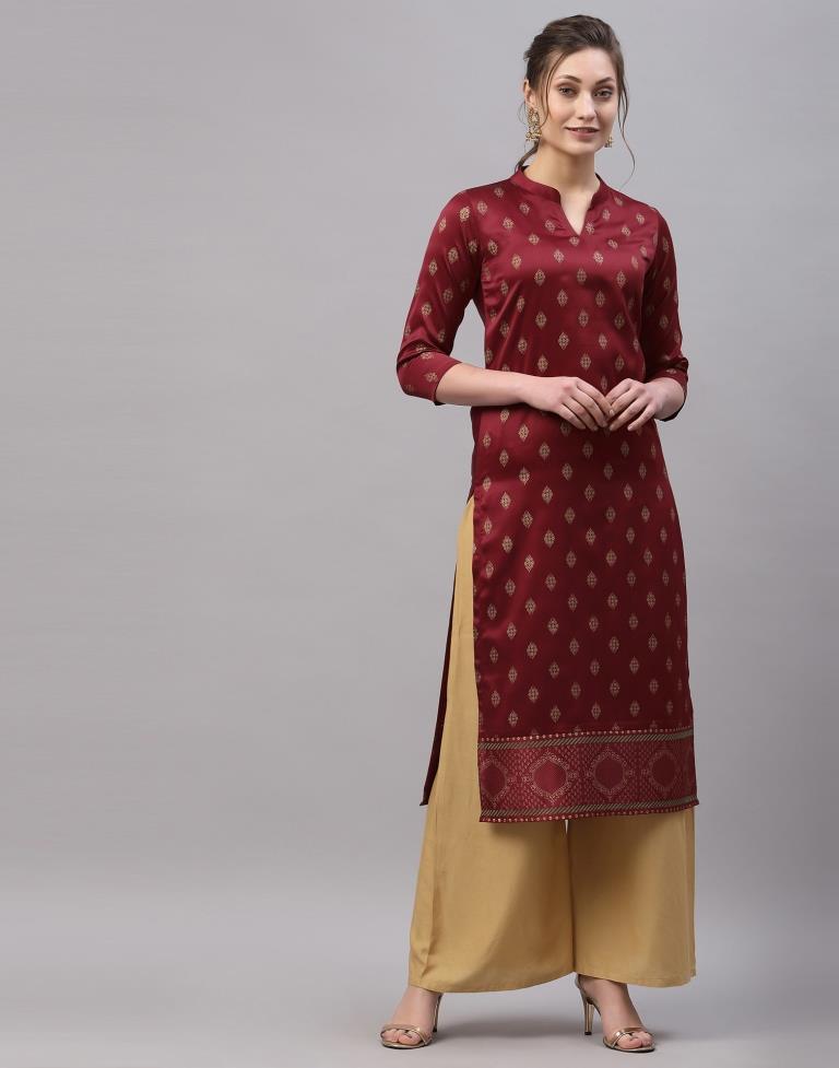 Maroon Printed Kurti | Leemboodi