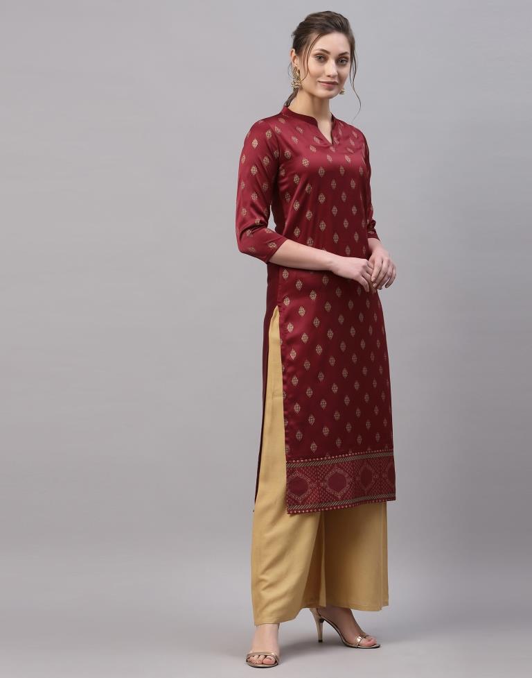 Maroon Printed Kurti | Leemboodi