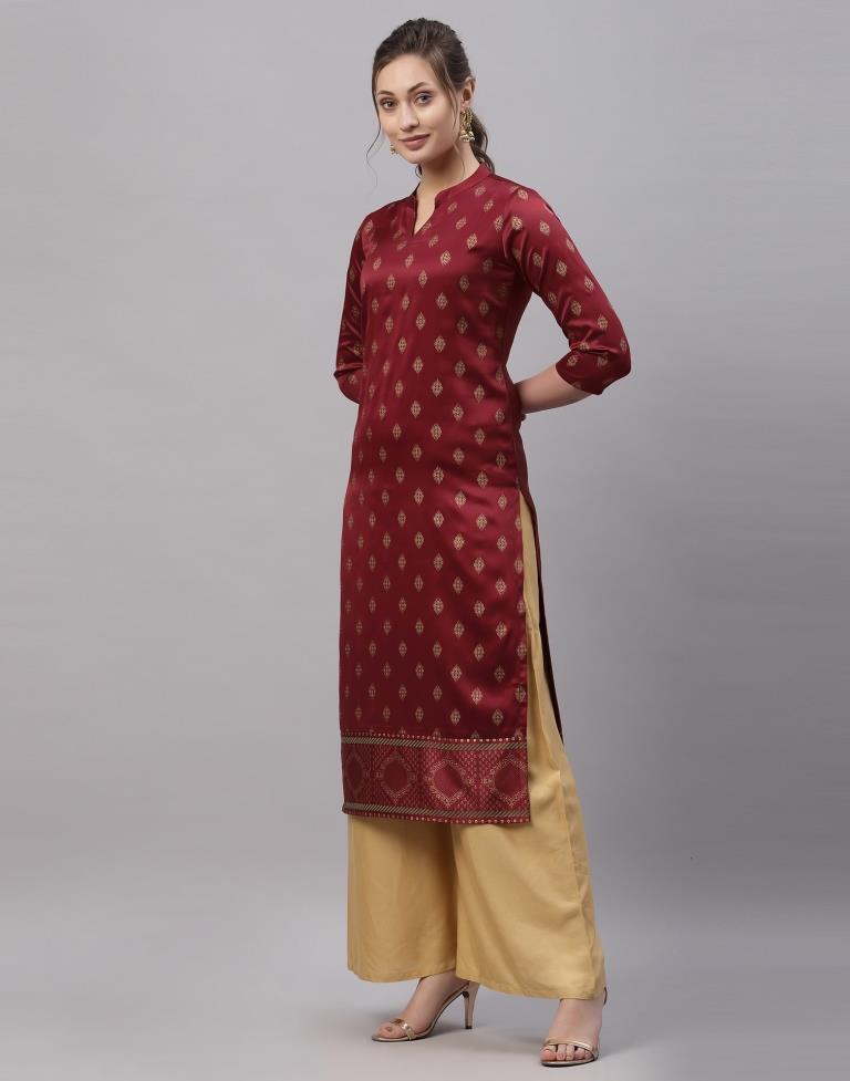 Maroon Printed Kurti | Leemboodi