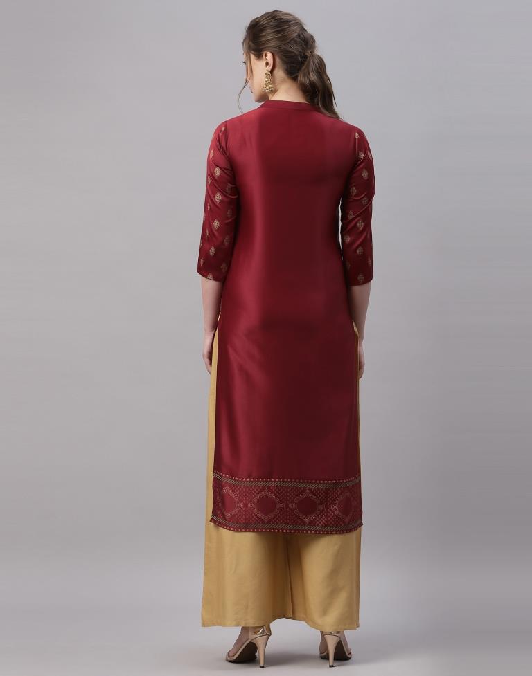 Maroon Printed Kurti | Leemboodi