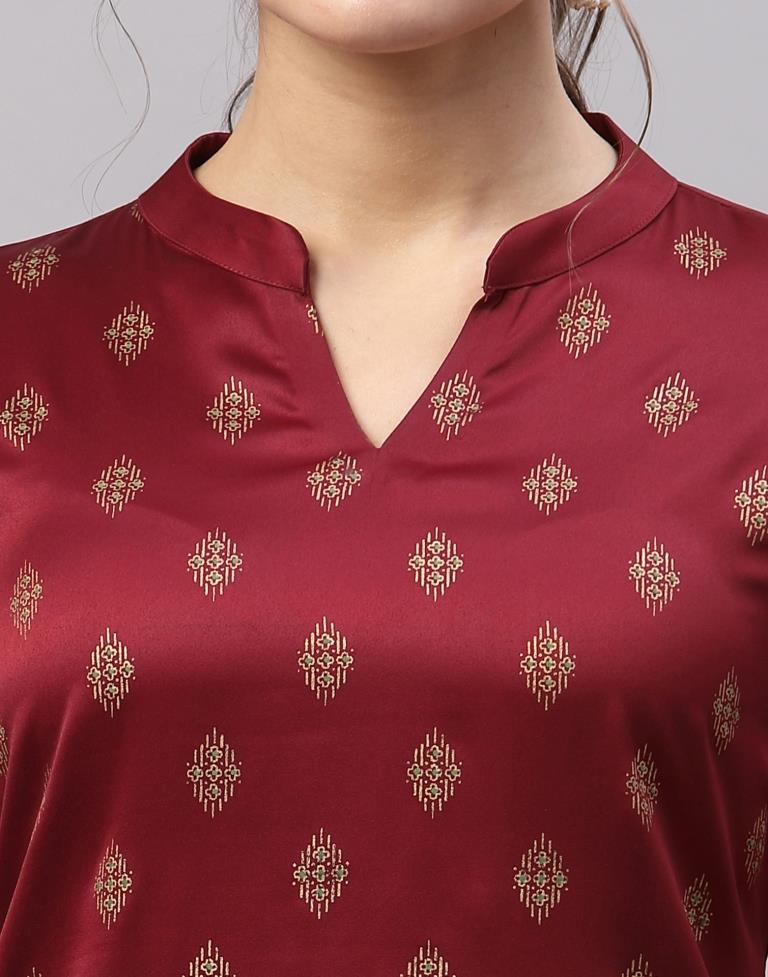 Maroon Printed Kurti | Leemboodi