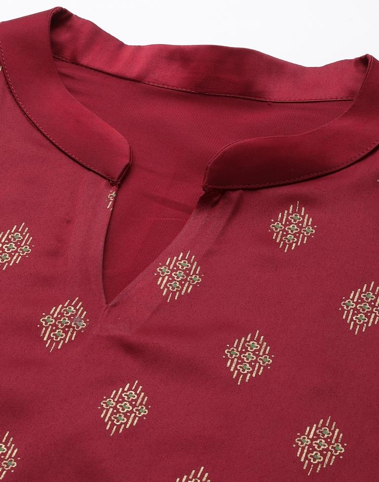 Maroon Printed Kurti | Leemboodi