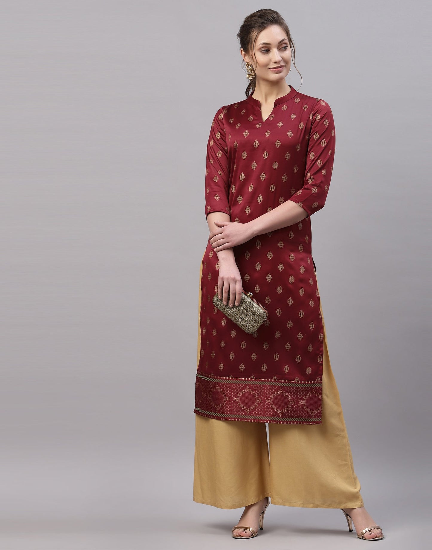 Maroon Printed Kurti | Leemboodi