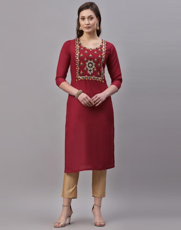 Red Embroidered Kurti | Sudathi