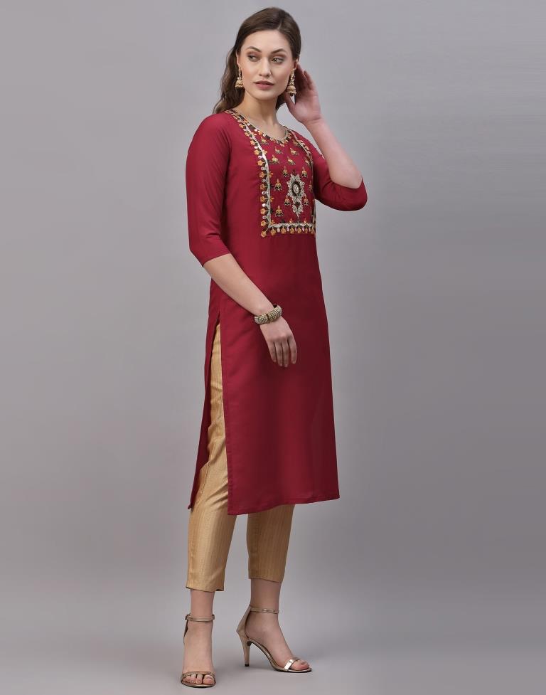 Red Embroidered Kurti | Sudathi