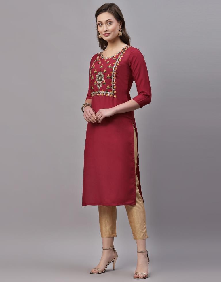 Red Embroidered Kurti | Sudathi