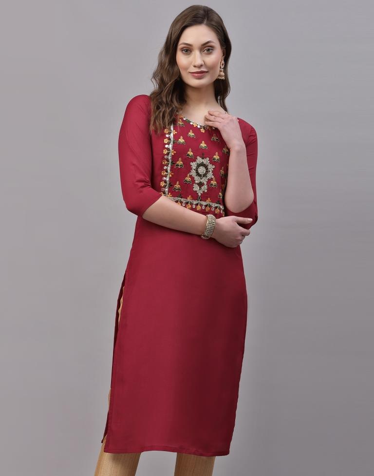 Red Embroidered Kurti | Sudathi