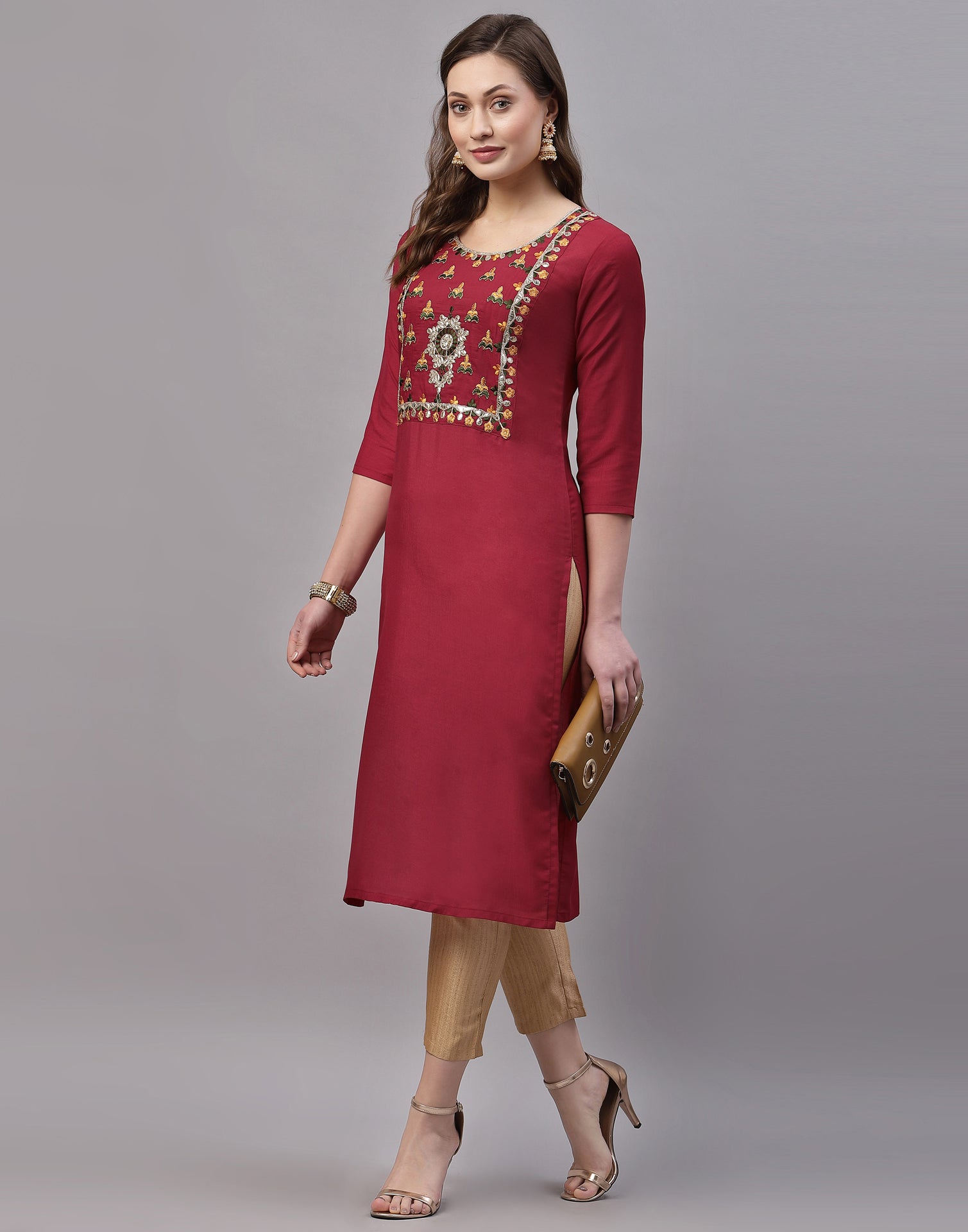 Red Embroidered Kurti | Sudathi