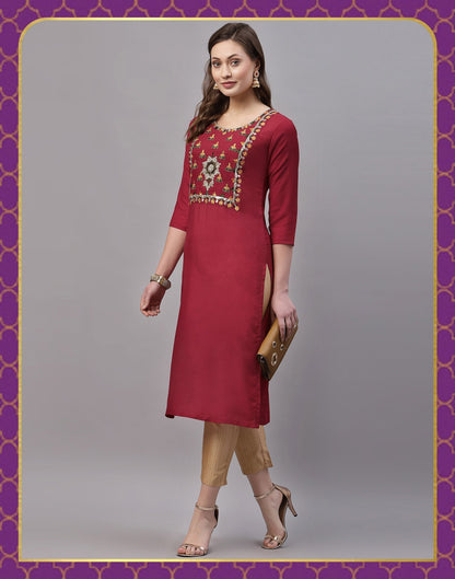 Red Embroidered Kurti | Sudathi