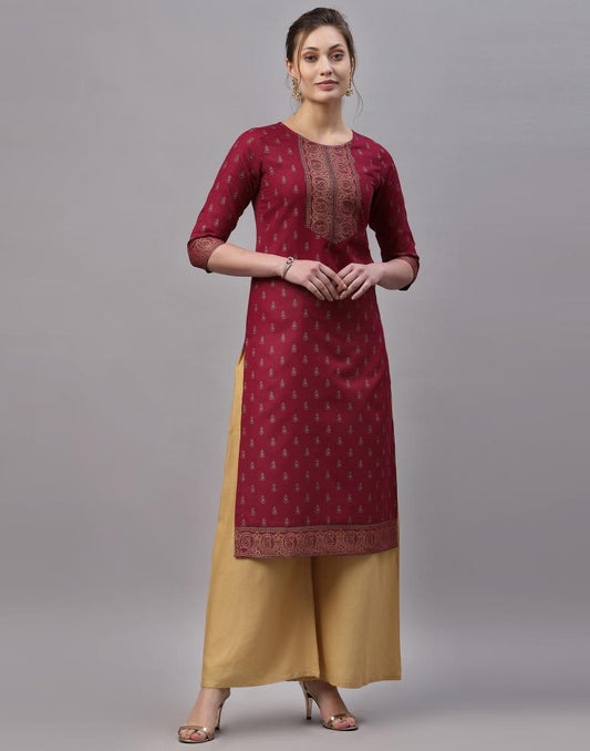 Maroon Printed Kurti | Leemboodi