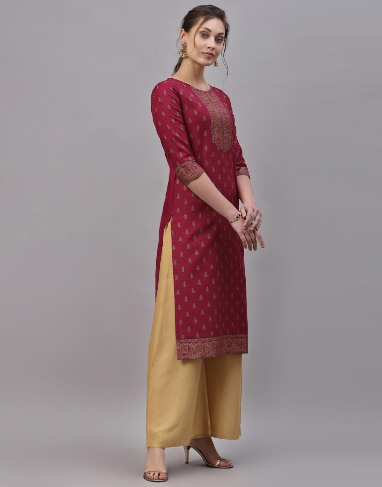 Maroon Printed Kurti | Leemboodi