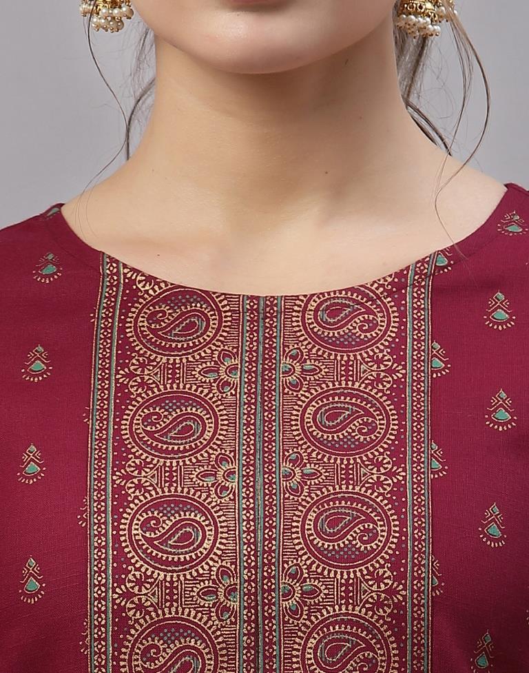 Maroon Printed Kurti | Leemboodi